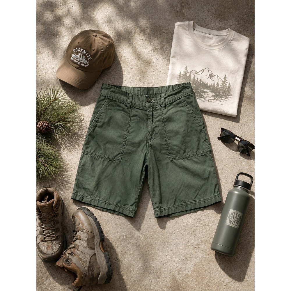Patagonia Mens Stand Up Shorts Organic Cotton Green Fatigue Hiking Size 30